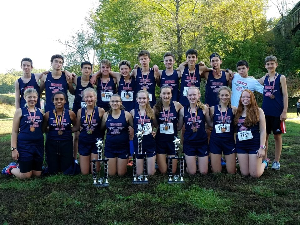Cross country team at Dominion Christian School, a K-12 classical Christian school, with campuses in Oakton, Reston and Potomac Falls, Virginia.
